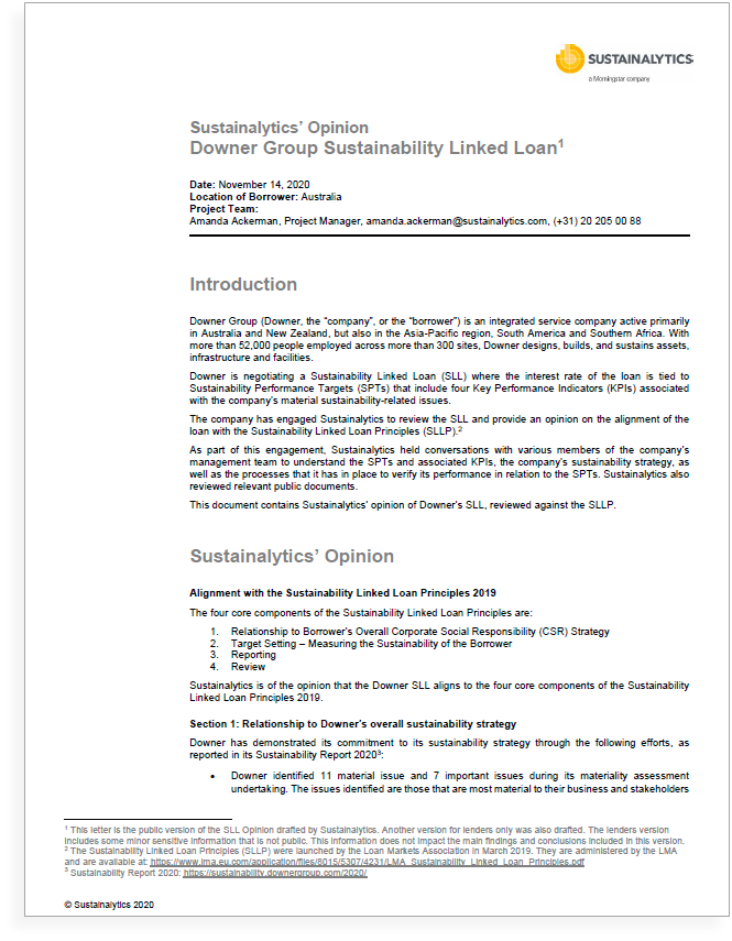 Downer SLL Opinion Report