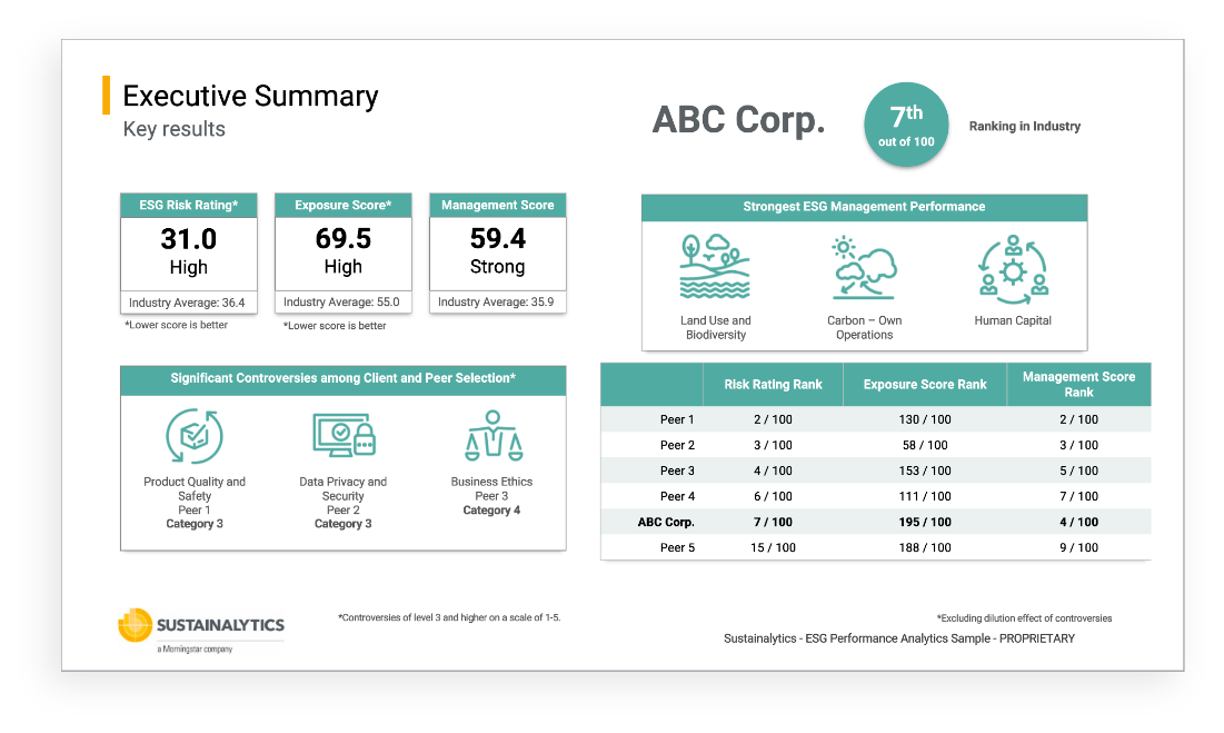 ESG Performance Analytics Sample Summary